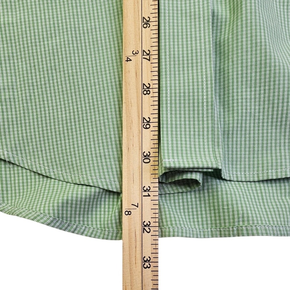 IZOD Mens Green Micro Check Button Down Long Sleeve Shirt Large 490295 - Picture 8 of 11